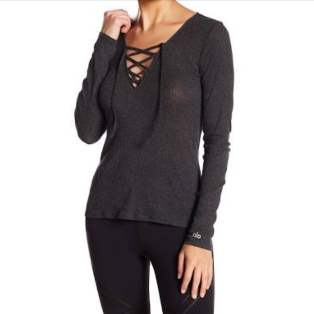 NWT Alo Yoga Interlace Long Sleeve Top - Picture 2 of 7